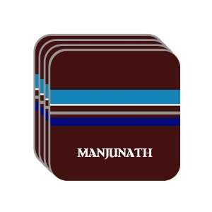 Personal Name Gift   MANJUNATH Set of 4 Mini Mousepad Coasters (blue 