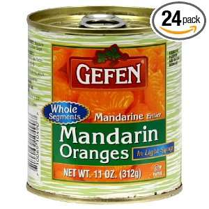Gefen Fruit Mandarin Oranges Segments, 11 ounces (Pack of 24)  