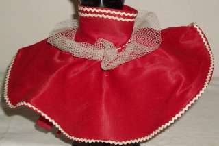 VINTAGE RED BALLERINA DANCE DOLL DRESS OUTFIT /W WHITE RIC RACK TRIM 