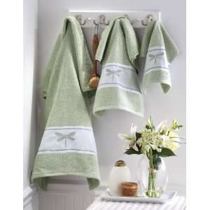 Dragonfly Botanical Green Bathroom Towel Set By Collections Etc