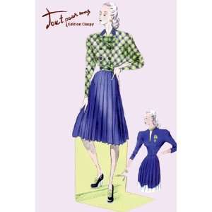  Pleated Dress with Plaid Jacket   Poster (12x18)