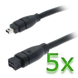   5X Black IEEE 1394b Firewire 800 9 Pin   4 Pin Cable Male / Male  6FT