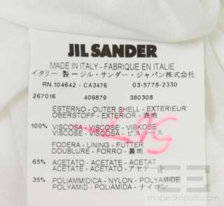 Jil Sander White Matte Jersey Knit Gathered Sleeveless Dress Size 38 