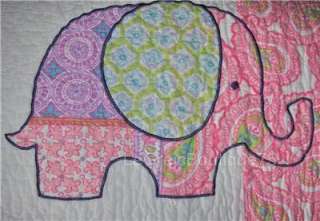JILLIANS CLOSET~ ELEPHANT PATCH~PAISLEY (2PC) KIDS GIRLS TWIN QUILT 
