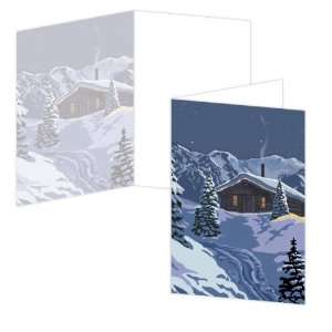 ECOeverywhere Big Sky Cabin Boxed Card Set, 12 Cards and Envelopes, 4 