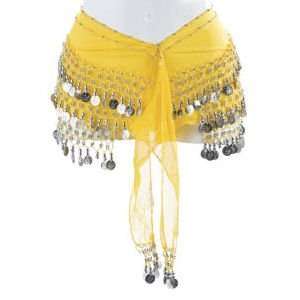  Plus Size Belly Dancing Hip Scarf   Yellow/Silver 