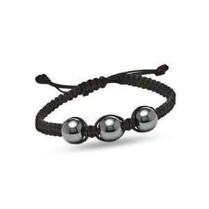 Tibetan Inspired Black Cotton Adjustable Macramï¿½ Bracelet with 