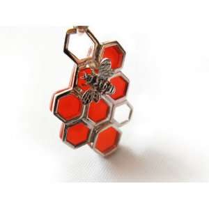  Gorgeous Red Agate Bee on Honeycomb Sterling Silver 