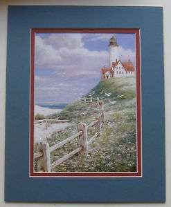 Lighthouse Print Nautical Beach Matted Picture Print Art For Interior 