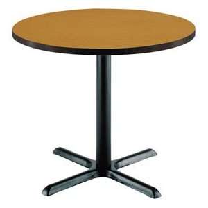    Mo   42 Round Lunchroom Pedestal Table Medium Oak