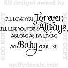LL LOVE YOU FOREVER Nursery Baby Quote Vinyl Wall Decal Decor 