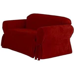  Sure Fit Soft Suede 1 Piece Loveseat Slipcover, Burgundy 