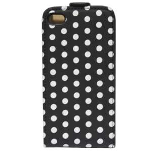 Black Leather Polka Dots Case Cover For iPhone 4 4G 4S  
