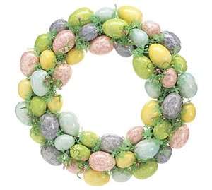   Egg Wreath with Pastel Eggs Blue Yellow Green Pink Purple Glitter Eggs