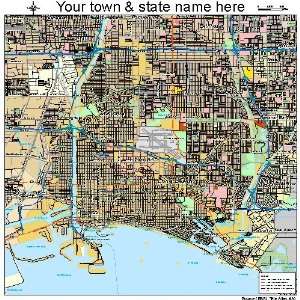  Street & Road Map of Long Beach, California CA   Printed 