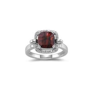  0.12 Cts Diamond & 2.68 Cts Garnet Ring in 14K White Gold 