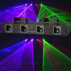   Colors Blue+Purple+Green+Red 4 Heads Laser Light Beam Show System DJ