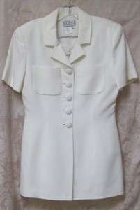 1990s Ann Tjian Kenar Dress White Dress Suit Size 4  
