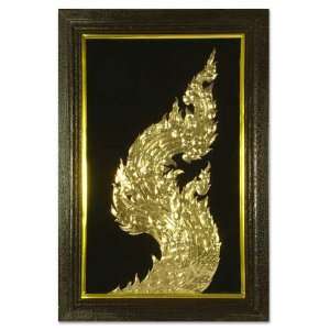  Engraved brass art, Kanok Flames