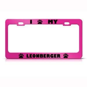 Leonberger Dog Pink Animal Metal license plate frame Tag Holder