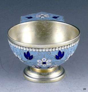 TERRIFIC RUSSIAN SILVER ENAMELED FLORAL KOVSH CUP  