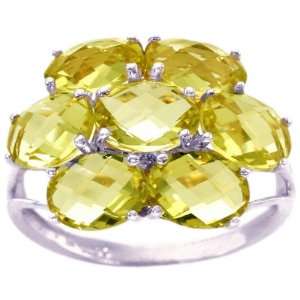 com 14K White Gold Bold Gemstone Cluster Cocktail Ring Lemon Citrine 