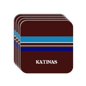 Personal Name Gift   KATINAS Set of 4 Mini Mousepad Coasters (blue 