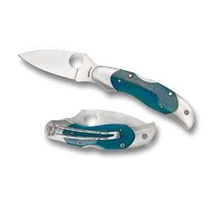  Spyderco Kopa Knife with Pacific Blue Bone Handle, Plain 
