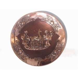 Set of 3 Peru Light Weight Copper Plated Decorative Plates 