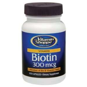 Vitamin Shoppe   Biotin 300 Mcg, 300 mcg, 100 capsules 