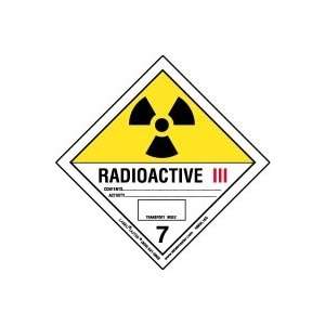  Radioactive III Label, Worded, Vinyl, Pack of 25 Office 