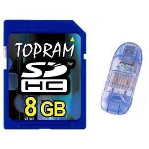  TOPRAM 8GB SD SDHC Class 6 Memory Card with R1 Reader 