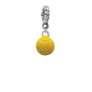  Mini Enamel Tennis Ball Silver European Charm Dangle Bead 