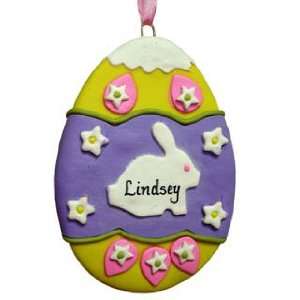  Personalized Egg   Yellow and Purple Christmas Ornament 