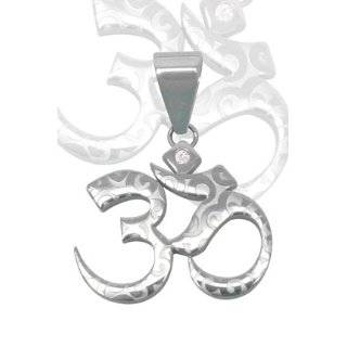 OM Aum Hindu or Yoga Symbol Antiqued Sterling Silver Medallion Pendant 