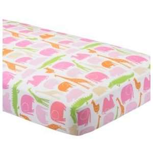 Baby Bedding Girls Pink Zoo Crib Bedding, Cr Pi Zoo Printed Fitted 