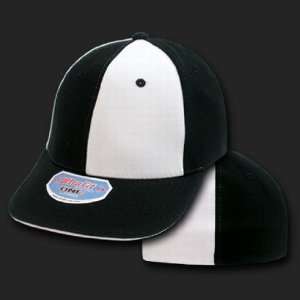  BLACK WHITE BASEBALL PINWHEEL FLEX FIT FITTED CAP HAT 