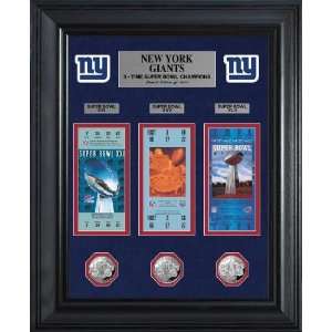  New York Giants Framed Super Bowl Ticket and Game Coin 
