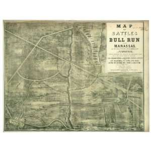  War Map Map of battles on Bull Run near Manassas, 21st of July 1861 