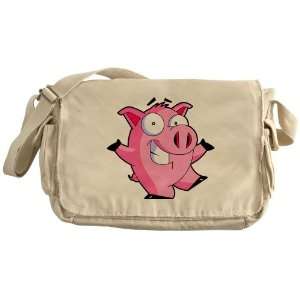  Khaki Messenger Bag Pig Cartoon 