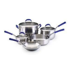  Rachael Ray Stainless Steel 8 Piece Cookware Set with Blue 