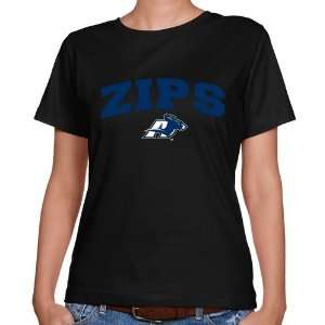  Akron Zips Ladies Black Logo Arch Classic Fit T shirt 