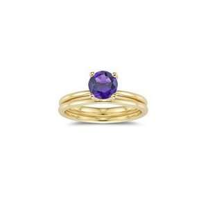   Amethyst Engagement & Wedding Ring Set in 14K Yellow Gold 3.0 Jewelry