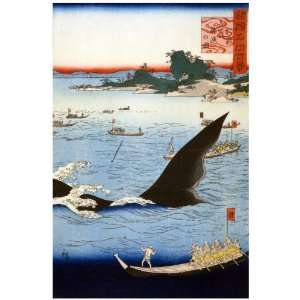 11x 14 Poster. Big Creature in the sea, Oriental poster. Deccor with 