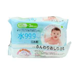 PURE WATER Baby Wipes 80counts(Pack of 3)