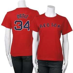   Red Sox Red #34 David Ortiz Ladies Player T shirt