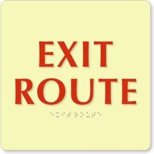  Exit Route TactileTouch Glow Sign, 8 x 8 Office 