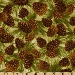  42 Wide Timeless Treasures Cabin Fever Flannel Pinecones 