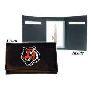 Cincinanti Bengals Embroidered Leather Tri Fold Wallet Genuine Leather 