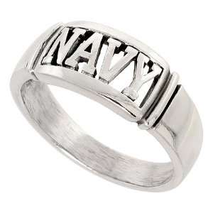 Sterling Silver United States NAVY Band (Available in Sizes 8 to 14 